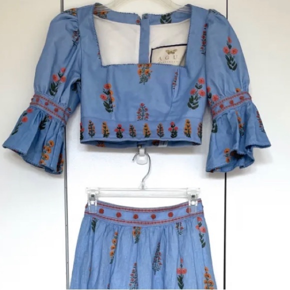 AGUA BY AGUA BENDITA dahlia bell sleeve crop top S - Picture 4 of 6